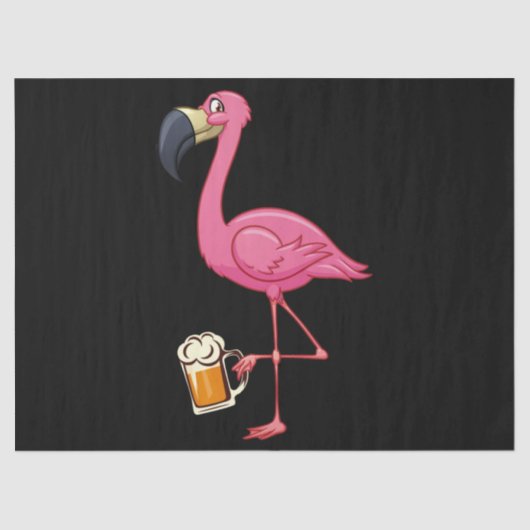 Flamingo Drinking Beer - Funny Pink Flamingo 薄葉紙 (正面)