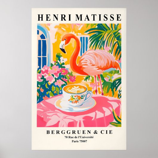 Flamingo Drinking Coffee Art Print Henri Matisse ポスター (正面)