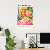 Flamingo Drinking Coffee Art Print Henri Matisse ポスター (ホームオフィス)