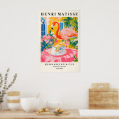 Flamingo Drinking Coffee Art Print Henri Matisse ポスター (キッチン)