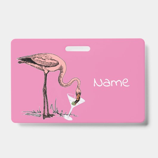 Flamingo Drinking Martini Thunder_Cove バッジ (正面)