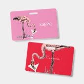 Flamingo Drinking Martini Thunder_Cove バッジ (正面&裏面)