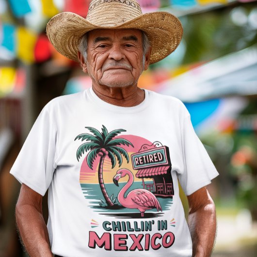 Flamingo Expat Retirement Mexico Beach Life Tシャツ
