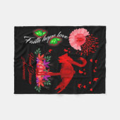 Flamingo Faith Hope Love Heart Disease Awareness  フリースブランケット (正面(横))