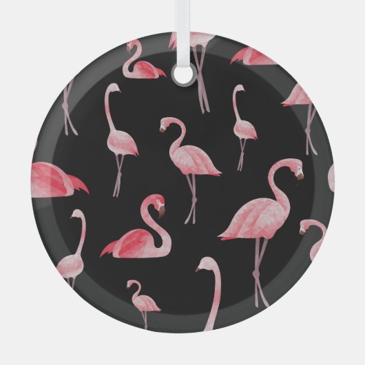 Flamingo Flock:ヴィンテージシームレスデザイン ガラスオーナメント (正面)