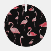 Flamingo Flock:ヴィンテージシームレスデザイン ガラスオーナメント (裏面)