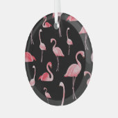Flamingo Flock:ヴィンテージシームレスデザイン ガラスオーナメント (正面左)