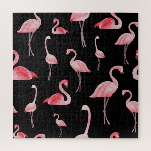 Flamingo Flock:ヴィンテージシームレスデザイン ジグソーパズル (縦)
