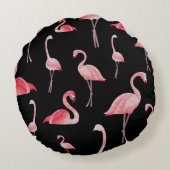 Flamingo Flock:ヴィンテージシームレスデザイン ラウンドクッション (裏面)
