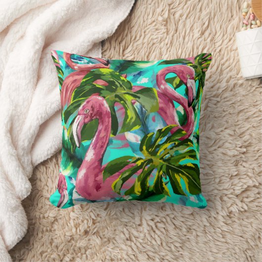 FLAMINGO FLOCK THROW PILLOW クッション (ブランケット)
