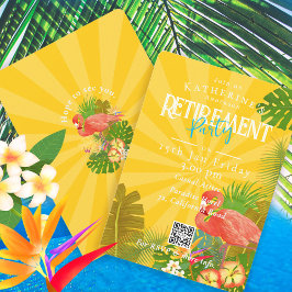 Flamingo Florida Tropical Yellow Retirement 招待状
