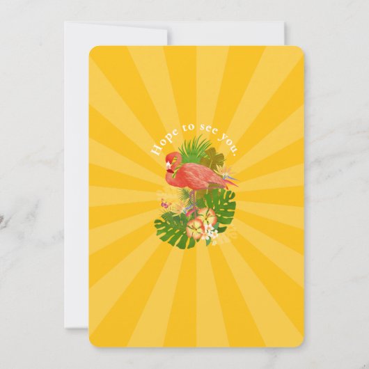 Flamingo Florida Tropical Yellow Retirement 招待状 (裏面)