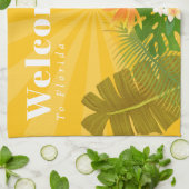 Flamingo Florida Welcome Yellow Orange キッチンタオル (折り畳み)