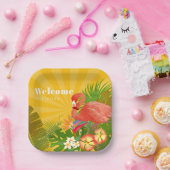 Flamingo Florida Welcome Yellow Orange ペーパープレート (パーティー)