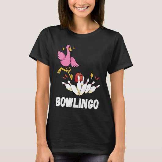 Flamingo Funny Bowling Bowler Strike Bowling Pin B Tシャツ (正面)