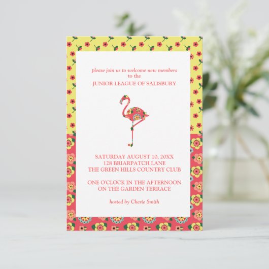 Flamingo Garden Party Invitations 招待状 (スタンド正面)
