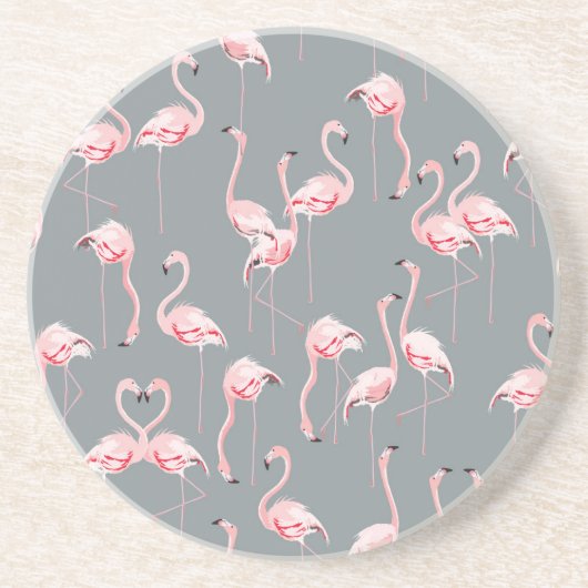 Flamingo Gray:ヴィンテージシームレスパターン。 コースター (正面)