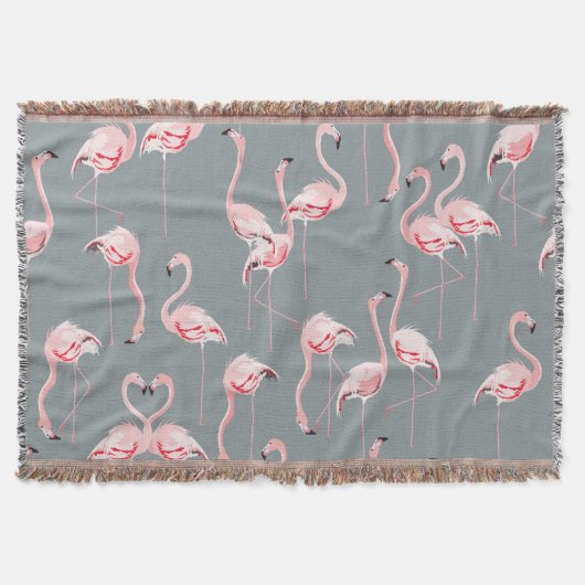 Flamingo Gray:ヴィンテージシームレスパターン。 スローブランケット (正面)