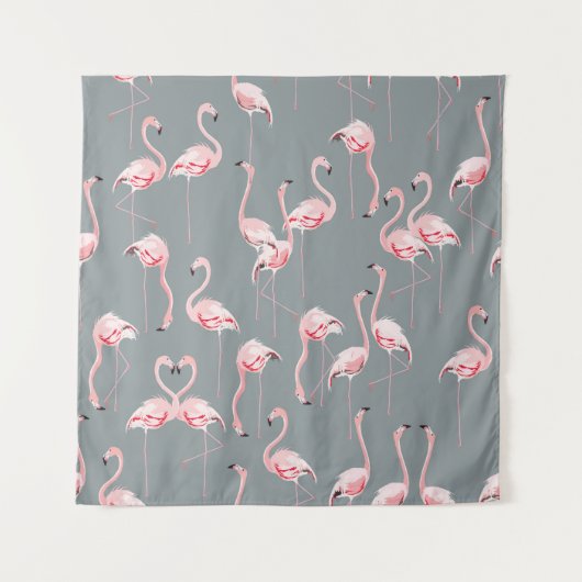 Flamingo Gray:ヴィンテージシームレスパターン。 タペストリー (正面)