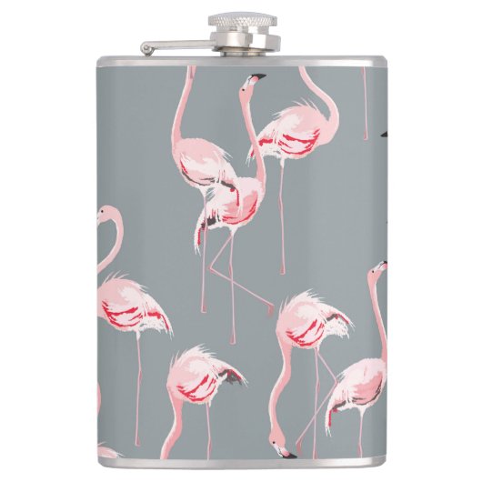 Flamingo Gray:ヴィンテージシームレスパターン。 フラスク (正面)