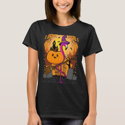 Flamingo Halloween Pumpkin Flamingo Halloween Tシャツ (正面)