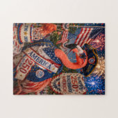 Flamingo Happy 250th Birthday America July 4th ジグソーパズル (横)