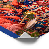Flamingo Happy 250th Birthday America July 4th ポスター (角)