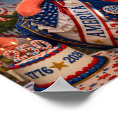 Flamingo Happy 250th Birthday America July 4th ポスター (角)