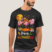 Flamingo Happy HalloThanksMas Halloween Thanksgivi Tシャツ (正面)