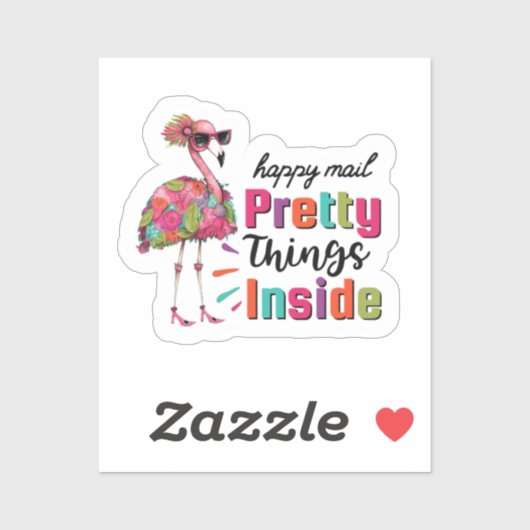 Flamingo Happy Mail Things かわいらし Inside Sticker シール (シート)