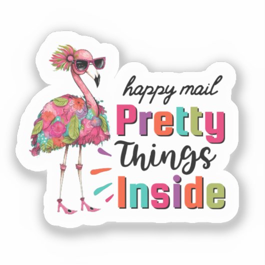 Flamingo Happy Mail Things かわいらし Inside Sticker シール (正面)