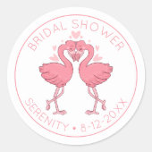 Flamingo Hawaiian Beach Tropical Bridal Shower ラウンドシール (正面)