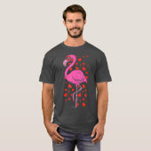 Flamingo Heart Glasses Cute Valentines Day Bird Tシャツ (正面フル)