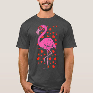 Flamingo Heart Glasses Cute Valentines Day Bird Tシャツ