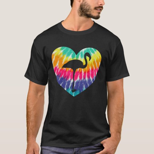 Flamingo Heart With Tie dye Print For Flamingo Tシャツ (正面)