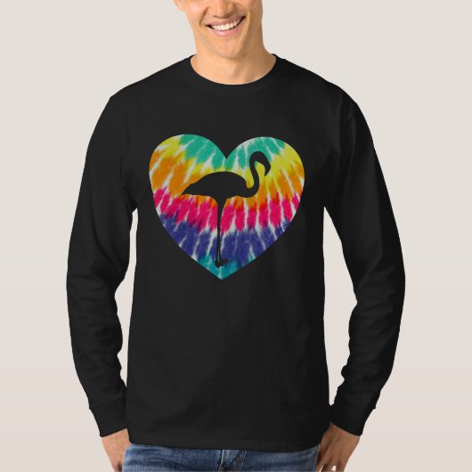 Flamingo Heart With Tie dye Print For Flamingo Tシャツ (正面)