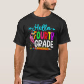 Flamingo Hello 4th Grade Back To School Teacher St Tシャツ (正面)