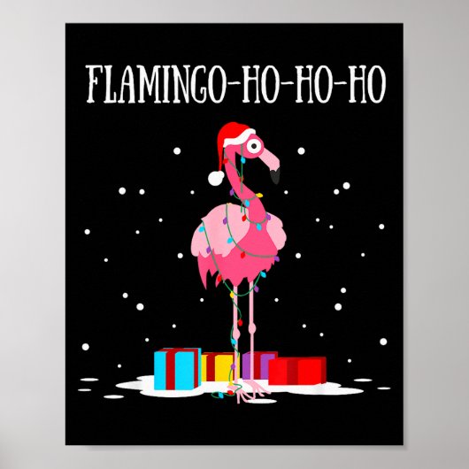 Flamingo Ho Ho Ho Nk Christmas Tree Lights Chain X ポスター (正面)