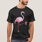 Flamingo Holding Coffee Tropical Gag Graphic Tシャツ (正面)