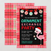 Flamingo Holiday Ornament Exchange Party 招待状 (正面/裏面)