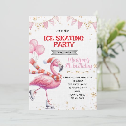 Flamingo Ice Skating invitation 招待状 (スタンド正面)