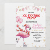 Flamingo Ice Skating invitation 招待状 (正面/裏面)
