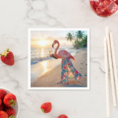 Flamingo In a Skirt Holding a Champagne Flute スタンダードカクテルナプキン (インサイチュ)