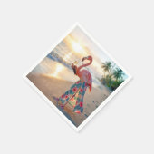 Flamingo In a Skirt Holding a Champagne Flute スタンダードカクテルナプキン (角)