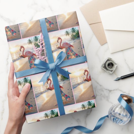 Flamingo In a Skirt Holding a Champagne Flute ラッピングペーパー (ギフト)