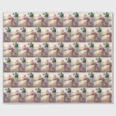 Flamingo In a Skirt Holding a Champagne Flute ラッピングペーパー (フラット)