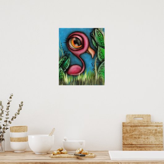 Flamingo in Garden ポスター (キッチン)