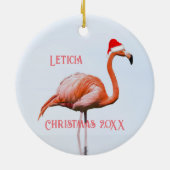 Flamingo in Santa Hat Christmas Ceramicオーナメント セラミックオーナメント (裏面)