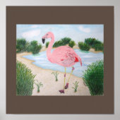 Flamingo in the Marsh Canvas Print ポスター (正面)