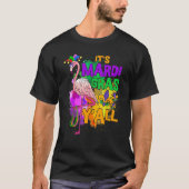 Flamingo Its Mardi Gras Yall Carnival Jester Hat W Tシャツ (正面)